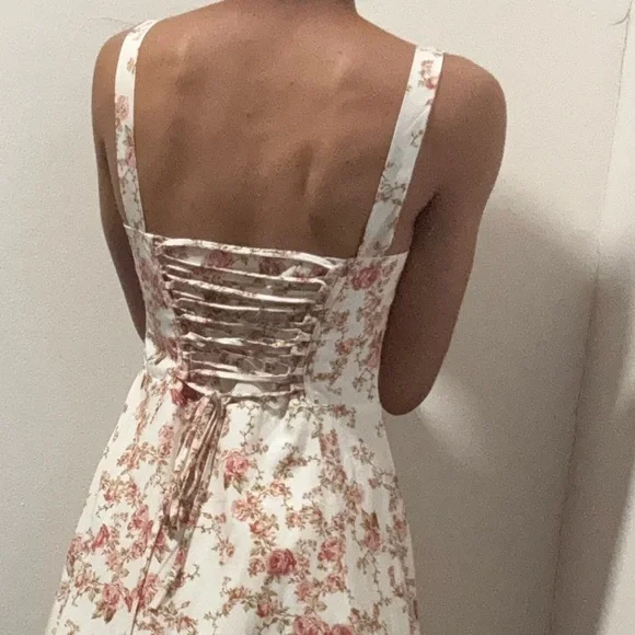 Commense Brown Ruched Slit Sundress - Picture 4 of 6